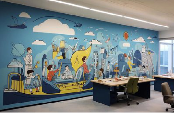  禹州办公室墙绘的特点。